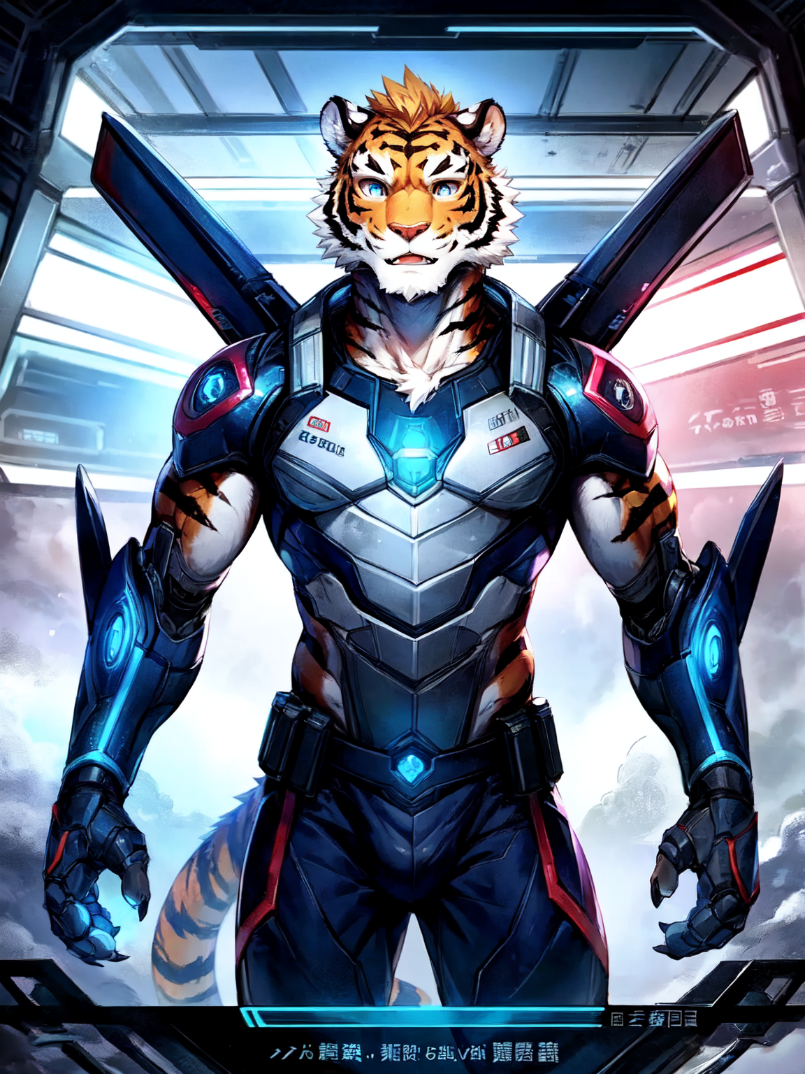 57983-1479329675-anthro male tiger, sci-fi style, Japanese animation style, 18age teenagers furry, Cyberger, The male tiger mecha police officer.png